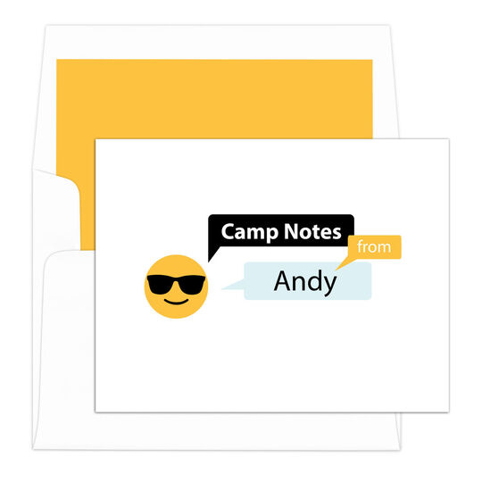 Sunglasses Emoji Speech Bubble Camp Folded Note Cards